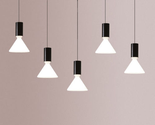 Hanging lamp - pin S160.5 - Andcosta - lacquered aluminum / blown glass / contemporary
