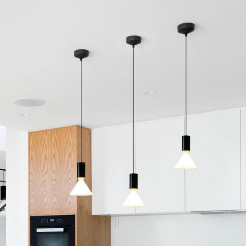 Hanging lamp - pin S160 - Andcosta - lacquered aluminum / blown glass / contemporary