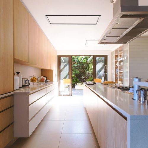 Contemporary ceiling light - daytona C1200x1200 - Andcosta - square / aluminum profile / lacquered aluminum
