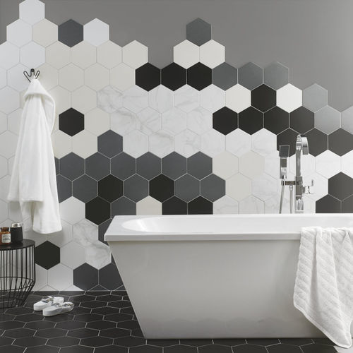 Porcelain stoneware hexagonal tile - HEX - British Ceramic Tile Ltd - satin / indoor / wall