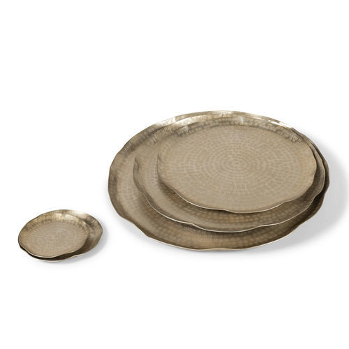 Round plate - CHAMPAGNE WEAVE - DEKOCANDLE - curved / metal / patterned
