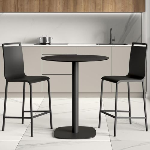 Contemporary bar chair - NERA - Cancio - indoor / plywood / lacquered metal steel base