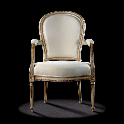 Louis XVI style armchair - L16 TF 10 - MASSANT - fabric / wooden / white