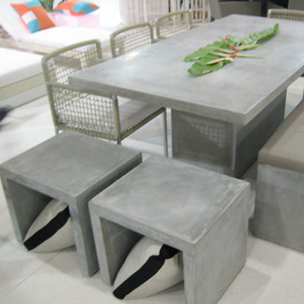Contemporary stool - SEMPRE - In4Out - fiber-reinforced concrete base / garden