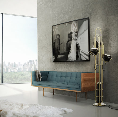 Floor-standing lamp - NEIL - DelightFULL - floating / aluminum / brass