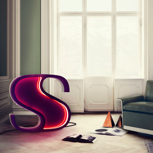 Floor-standing lamp - LETTER S - DelightFULL - aluminum / polished stainless steel / original design