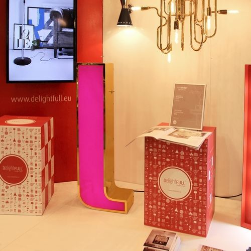 Floor-standing lamp - LETTER L - DelightFULL - polished brass / acrylic / original design