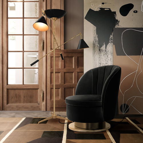 Floor-standing lamp - TORCHIERE - DelightFULL - aluminum / brass / contemporary