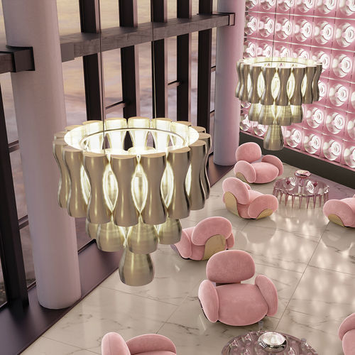 Contemporary chandelier - KROWN - DelightFULL - polished brass / commercial / sculptural