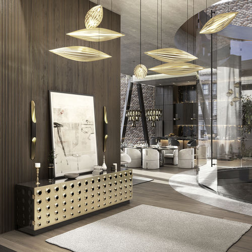 Pendant lamp - KAPSULE - DelightFULL - brass / contemporary / corded
