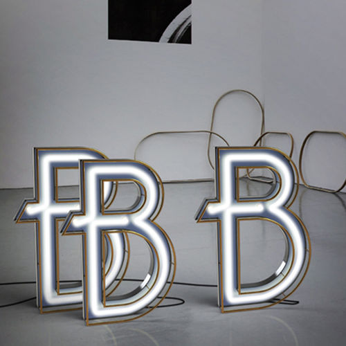 Floor-standing lamp - LETTER B - DelightFULL - aluminum / brass / original design