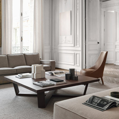 Contemporary coffee table - XILOS - MAXALTO - wood veneer / MDF / marble
