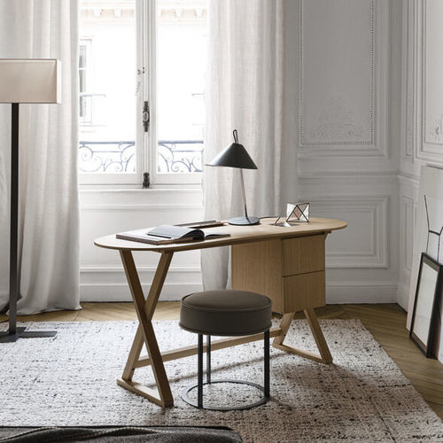 Free-standing desk - Sidus - MAXALTO - contemporary / wood veneer / leather
