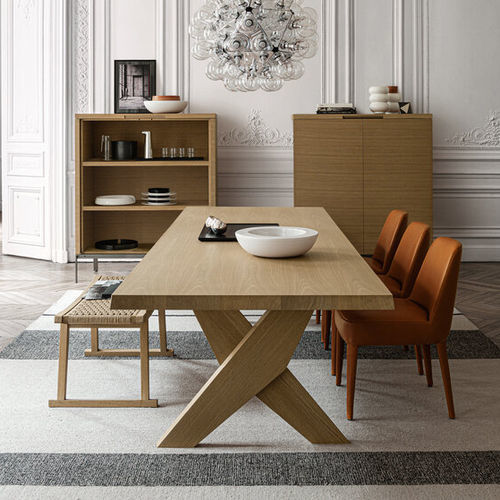 Contemporary table - ARES - MAXALTO - solid wood / wood veneer / wooden base