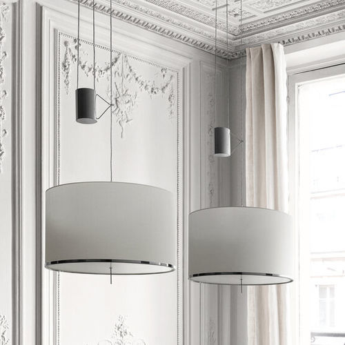 Pendant lamp - LEUKON - MAXALTO - metal / glass / fabric
