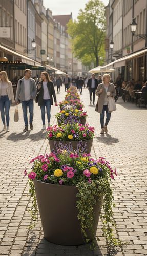 Powder-coated steel planter - FLORENCIA - CERVIC ENVIRONMENT - galvanised steel / conical / with support