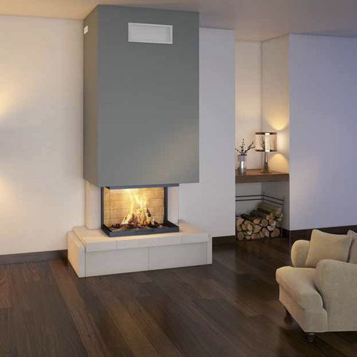 Wood-burning fireplace - DALYA  - Axis - built-in / 3-sided / closed hearth