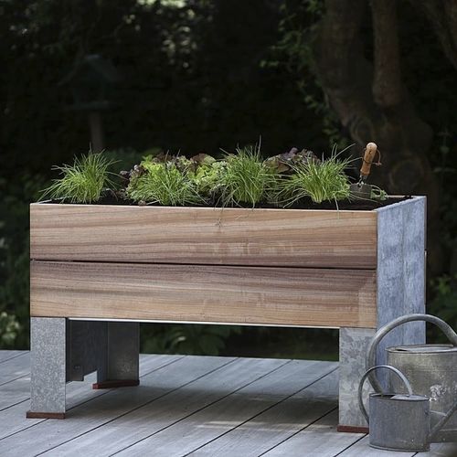 Wooden garden planter - CULT  - TRADEWINDS atelier - galvanised steel / outdoor / home