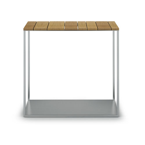 Contemporary side table - YORK - Röshults - teak / stainless steel / marble