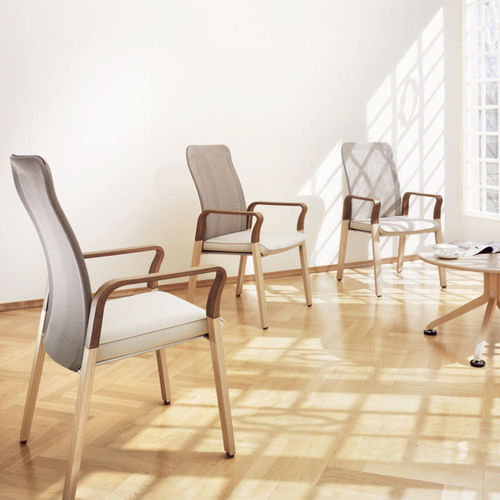 Contemporary visitor chair - TACEO 8337/AN - Brunner GmbH - indoor / fabric / wooden base