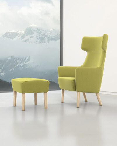 Contemporary visitor armchair - WELLANO 9955/A - Brunner GmbH - fabric / leather / beech