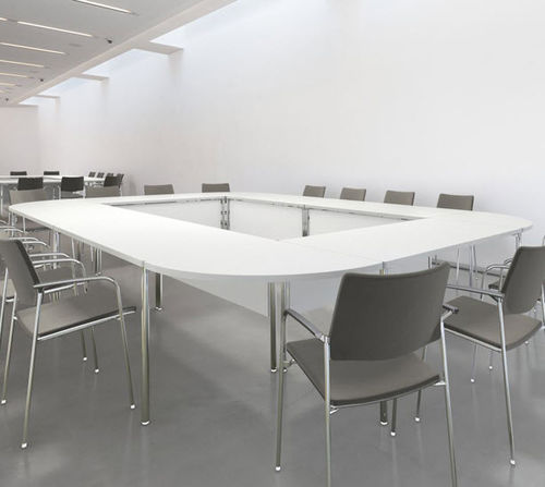 Contemporary boardroom table - 4LAST . 4LESS . 4SURE . 4MORE - Brunner GmbH - HPL / chromed metal base / rectangular