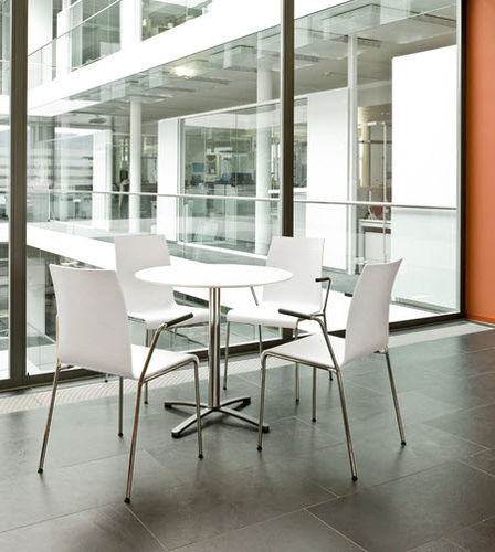 Contemporary bistro table - CROSS 3070 - Brunner GmbH - HPL / steel base / chrome steel base