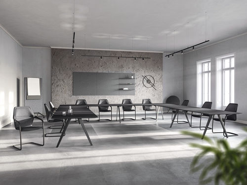 Contemporary conference table - RAY 9801 - Brunner GmbH - HPL / cast aluminum base / rectangular