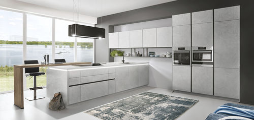 Stone kitchen - StoneArt 304 - nobilia - contemporary / wooden / peninsula
