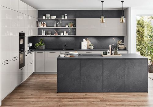 Slate kitchen - NOVALUX 519 - nobilia - contemporary / wooden / island