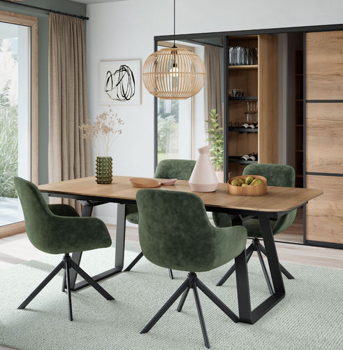 Contemporary dining table - Rom  - nobilia - wooden / concrete / slate
