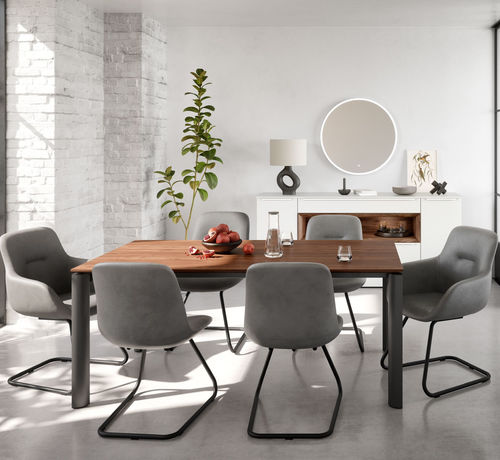 Contemporary dining table - Porto  - nobilia - wooden / concrete / slate