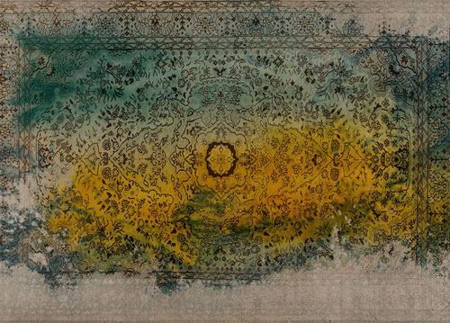 Vintage rug - DECOLORIZED : D 7404 - Golran - patterned / wool / cotton