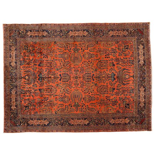 Oriental rug - ANTIQUE : KASHAN MANCHESTER - Golran - patterned / wool / cotton