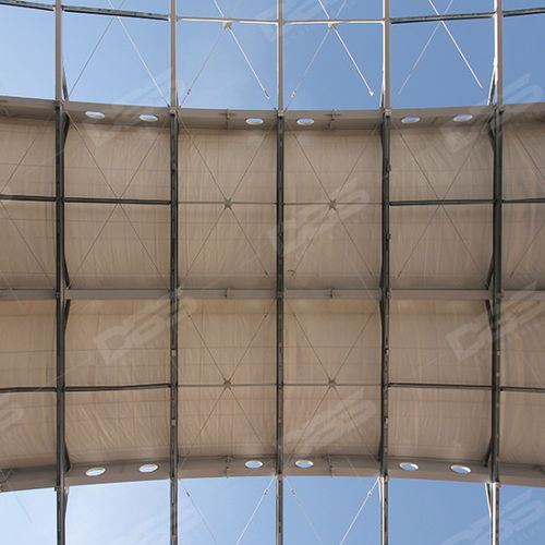 Metal frame tensile structure - STEEL HALL - DBS Mont - roof / for public space / for sports fields
