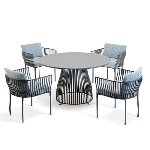 Contemporary dining table - Venexia - Ethimo - ceramic / aluminum base / round