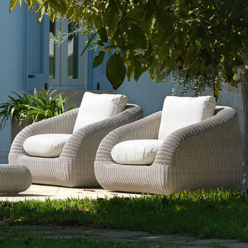 Contemporary armchair - Phorma - Ethimo - acrylic fabric / resin wicker / with removable cushion