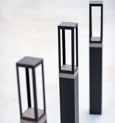 Garden bollard light - Carré - Ethimo - contemporary / metal / teak