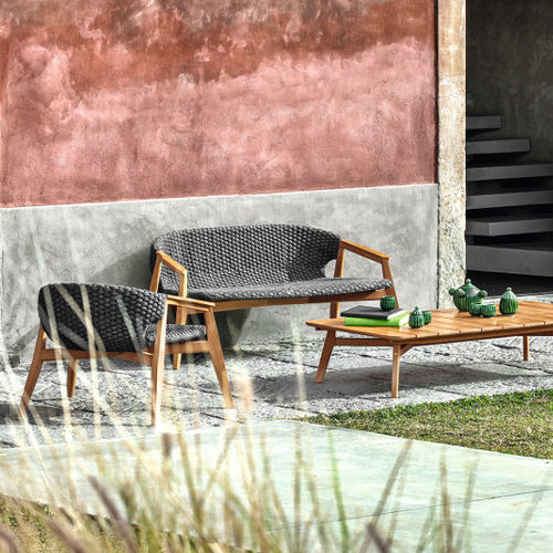 Contemporary sofa KNIT Ethimo garden / black / rope