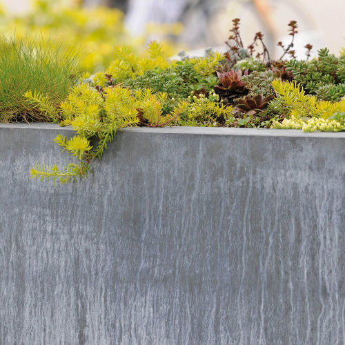 Zinc plant pot - COLUMN - DOMANI - square / home / gray