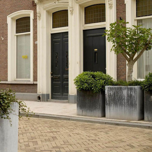 Zinc planter - CUBIC - DOMANI - square / contemporary / gray