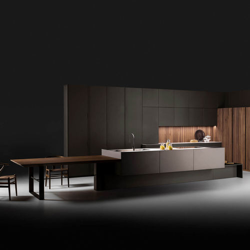 Contemporary kitchen - STRIP - Key cucine - walnut / marble / island