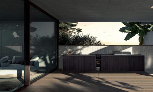 Outdoor kitchen - BARREL - Key cucine - contemporary / aluminum / oak