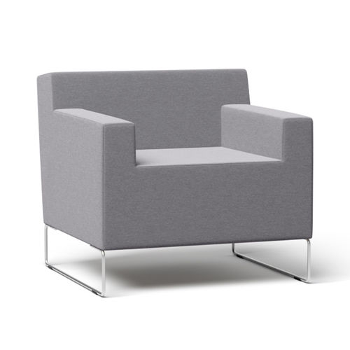 Contemporary armchair - JAMMY - april furniture - fabric / stainless steel / with removable cushion