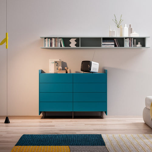 Contemporary chest of drawers - 7For - Sculptures Jeux - lacquered wood / oak / American walnut