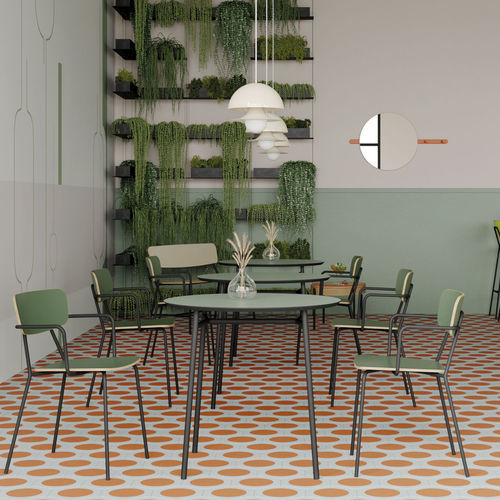 Contemporary dining table - Ibetta - Sculptures Jeux - oak / American walnut / laminate