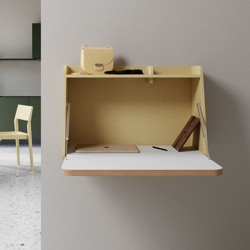 Scandinavian design secretary desk - WORKIN MINI - Sculptures Jeux - oak / wood veneer / with storage