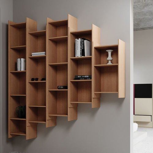 Wall-mounted shelf - 7For - Sculptures Jeux - modular / contemporary / oak