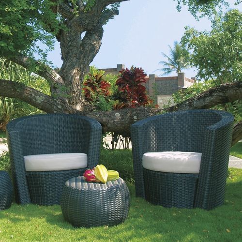 Contemporary armchair - Sentosa - Il Giardino di Legno - fabric / with removable cushion / black
