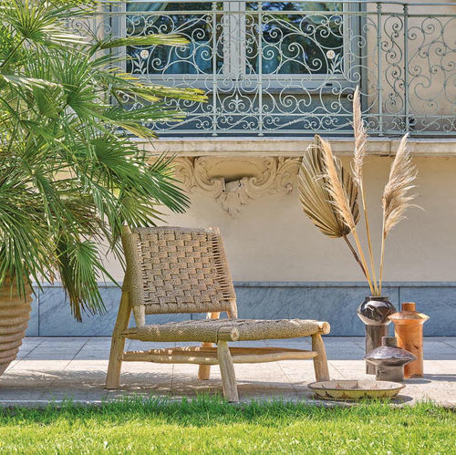 Contemporary fireside chair - Serengeti  - Il Giardino di Legno - fabric / rope / wooden